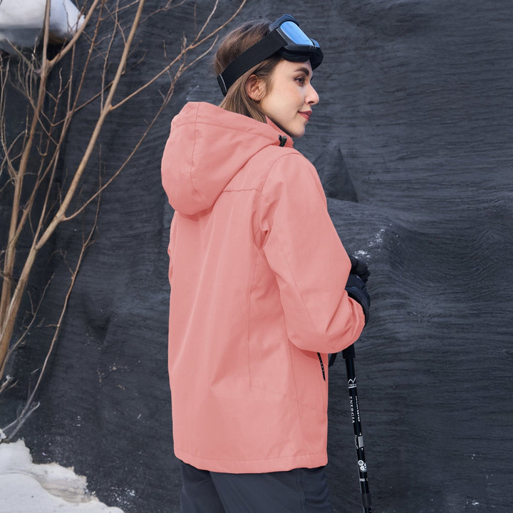 Veste de Ski Femme 3 en 1 Imperméable Doublée Polaire à Capuche