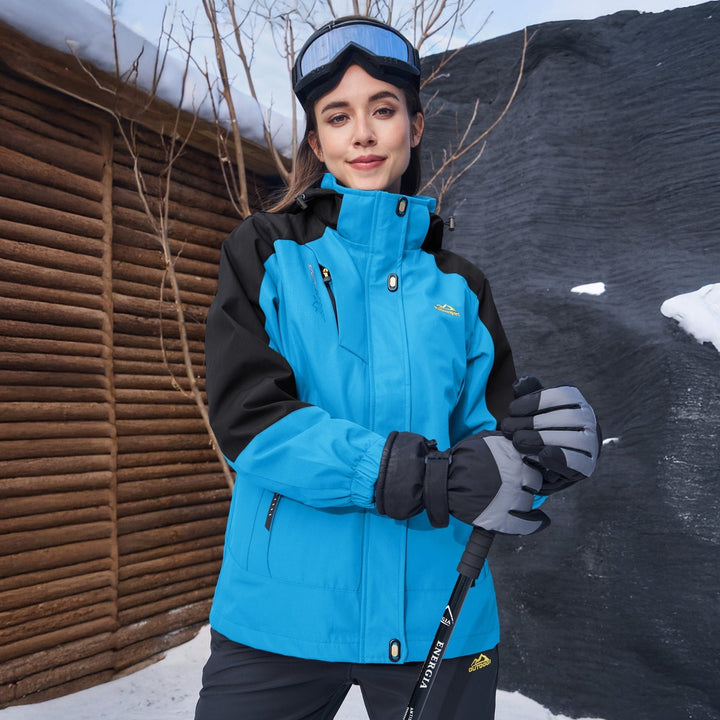 Veste de Ski Femme 3 en 1 Imperméable Doublée Polaire à Capuche