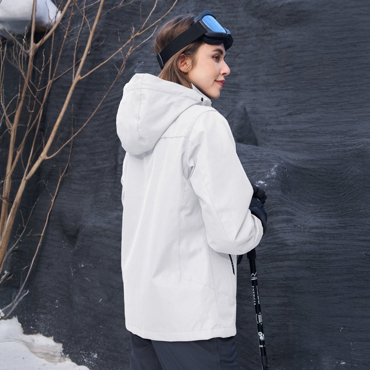 Veste de Ski Femme 3 en 1 Imperméable Doublée Polaire à Capuche