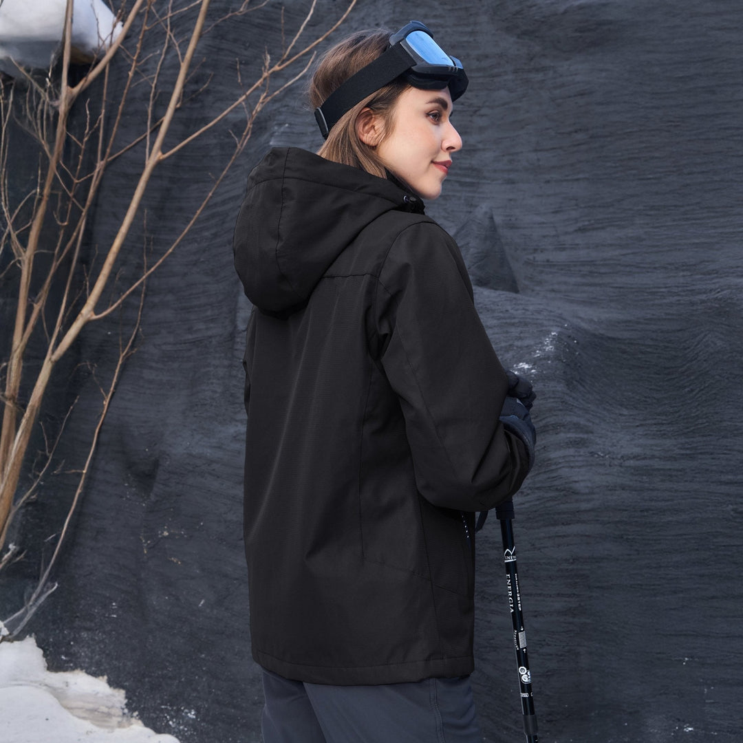 Veste de Ski Femme 3 en 1 Imperméable Doublée Polaire à Capuche