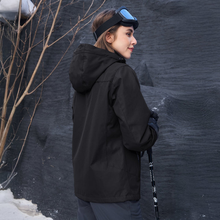 Veste de Ski Femme 3 en 1 Imperméable Doublée Polaire à Capuche