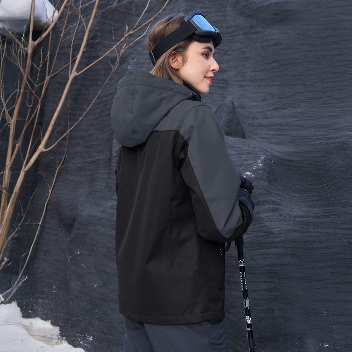 Veste de Ski Femme 3 en 1 Imperméable Doublée Polaire à Capuche