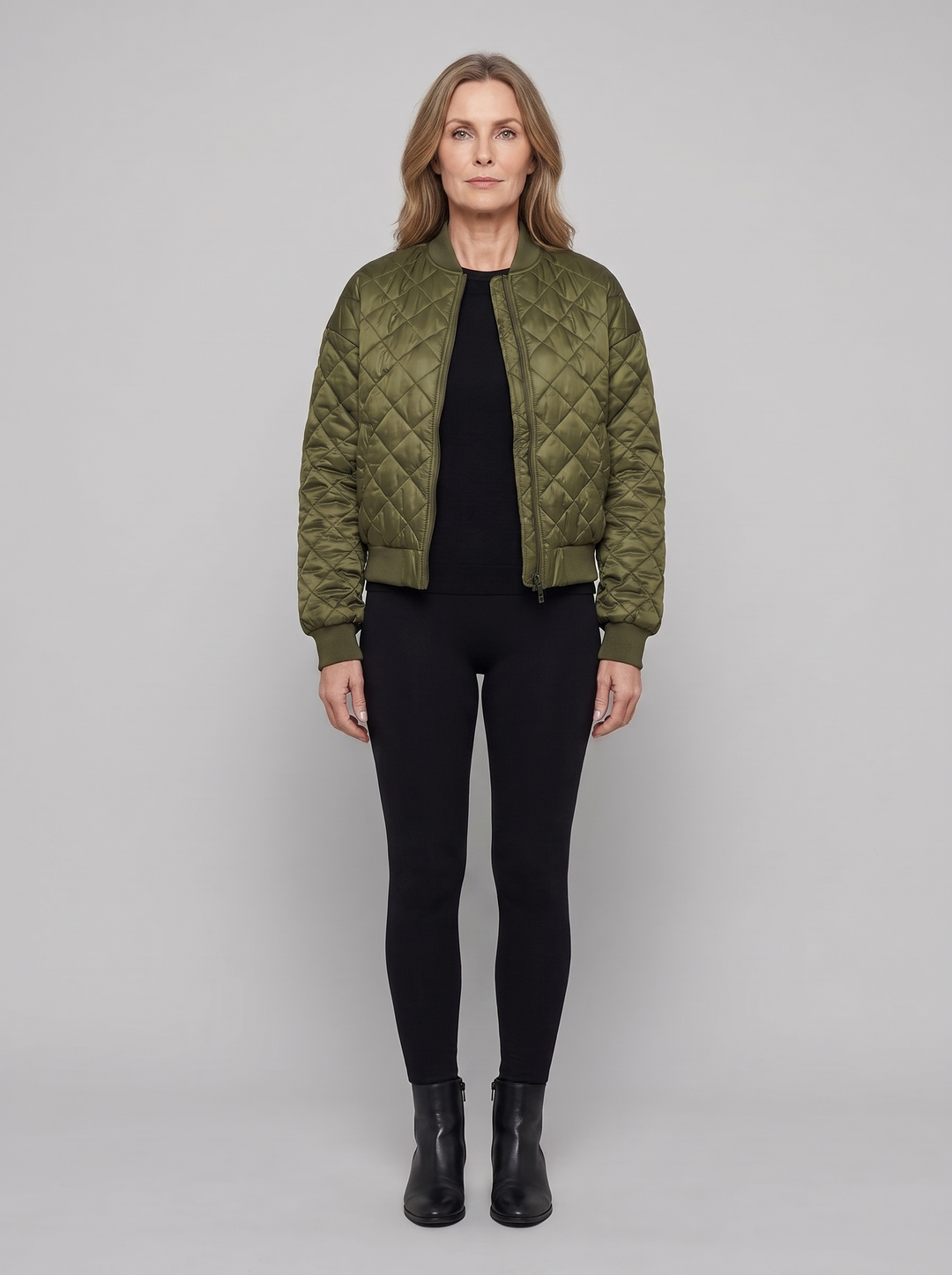 Blouson Femme Matelassé Col Ras Manches Longues