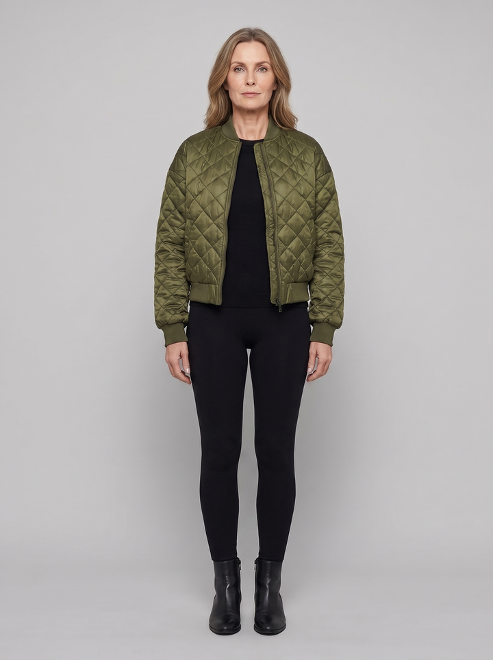 Blouson Femme Matelassé Col Ras Manches Longues