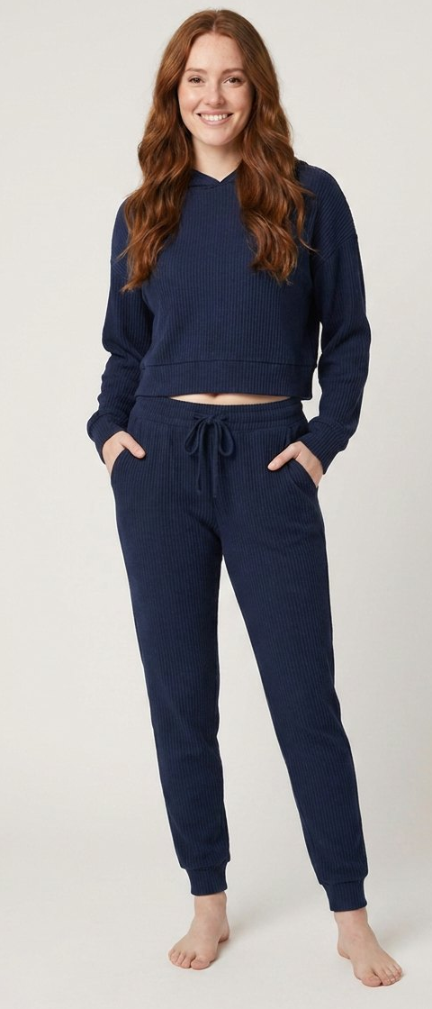 Ensemble Sweat Court et Pantalon Jogger en Velours Côtelé pour Femme