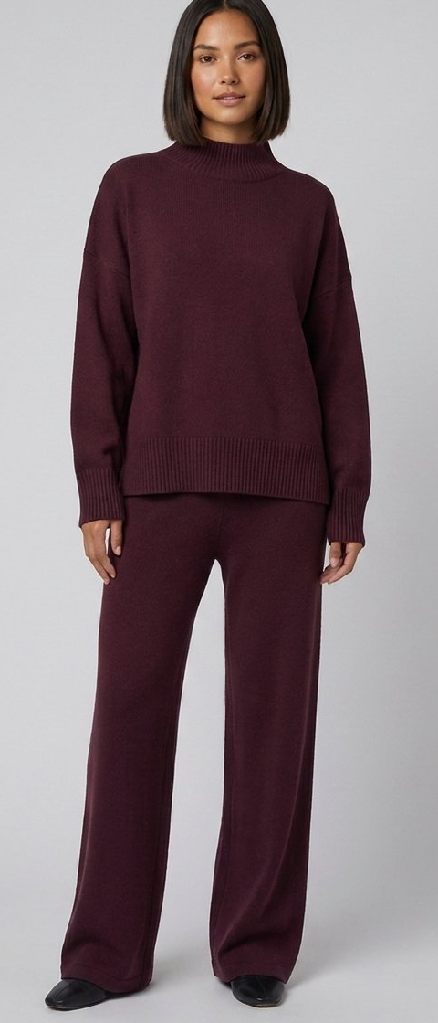Ensemble Maille Col Roulé et Pantalon Large pour Femme