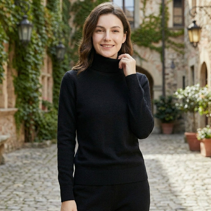 Pull Col Roulé Femme à Manches Longues