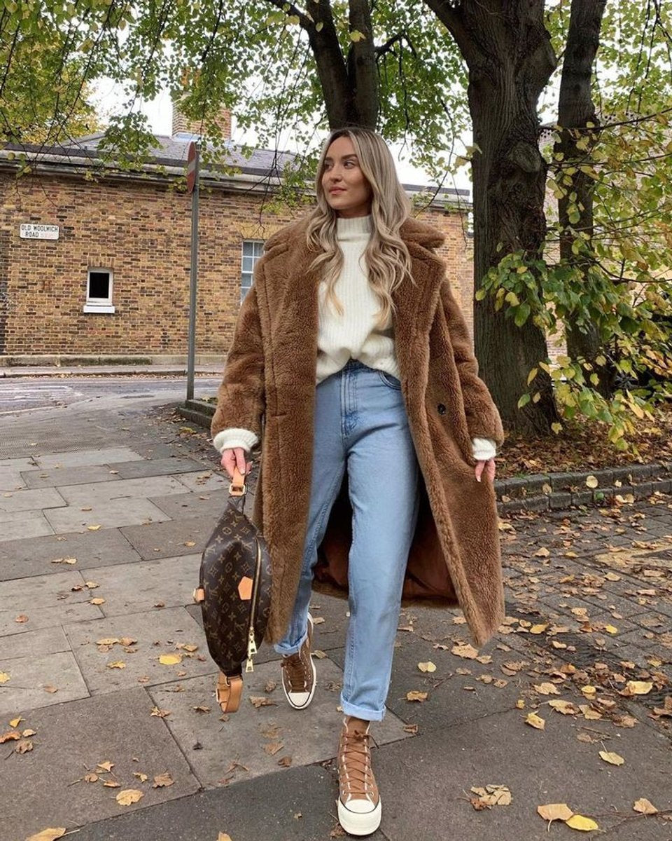 Manteau Teddy Long Oversize Femme