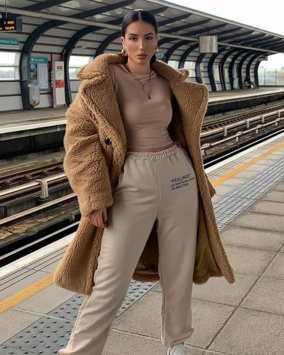 Manteau Teddy Long Oversize Femme