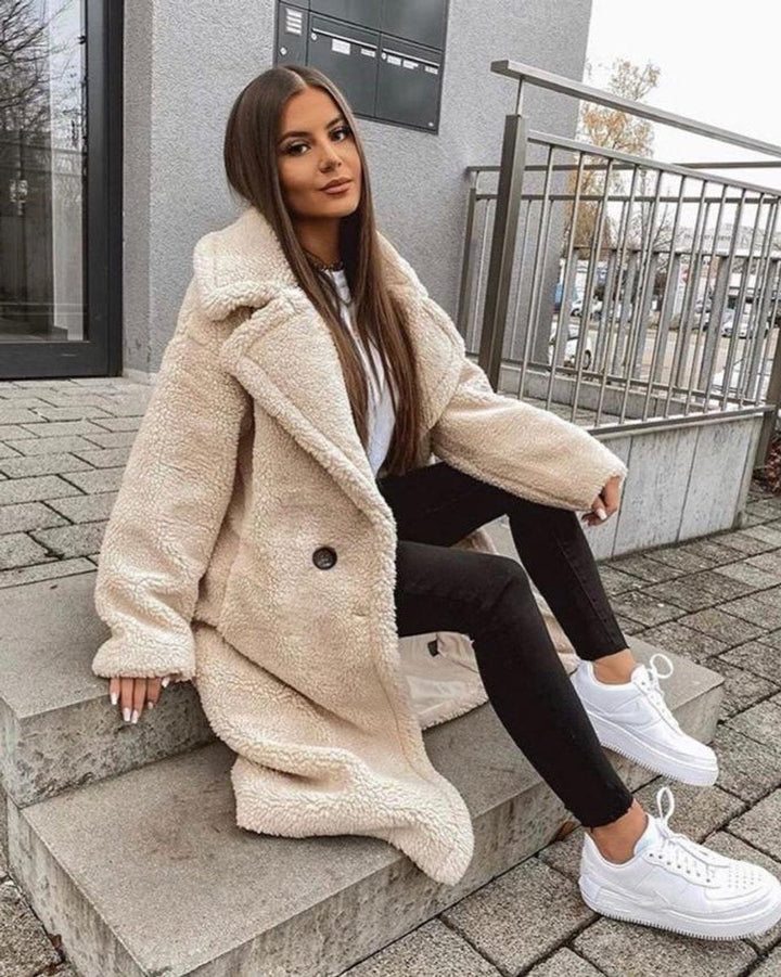 Manteau Teddy Long Oversize Femme
