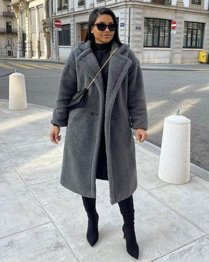 Manteau Teddy Long Oversize Femme