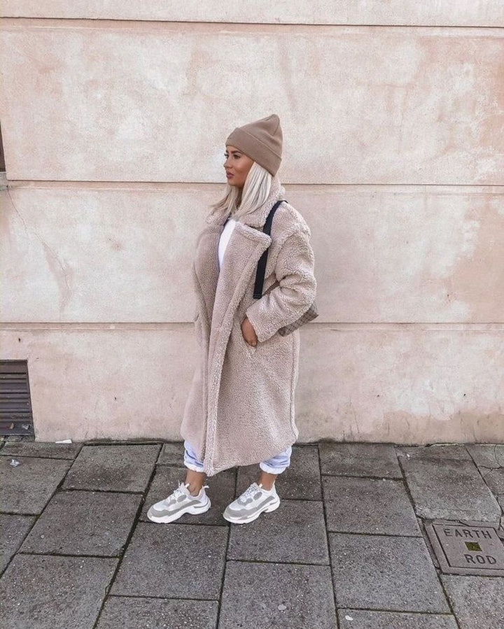 Manteau Teddy Long Oversize Femme