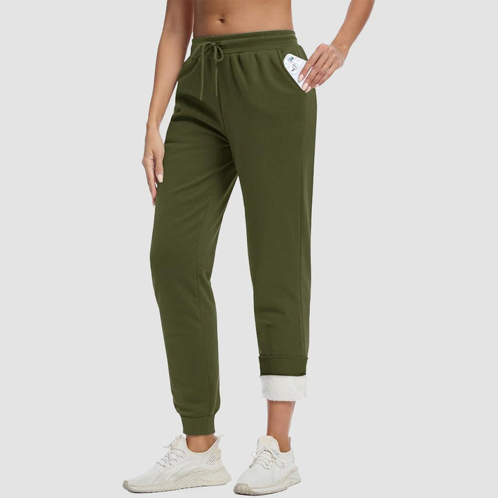 Jogging Femme Doublure Sherpa Taille À Cordon Et Chevilles Élastiquées