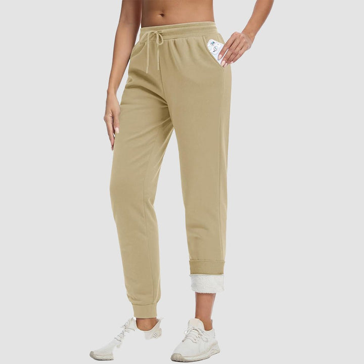 Jogging Femme Doublure Sherpa Taille À Cordon Et Chevilles Élastiquées