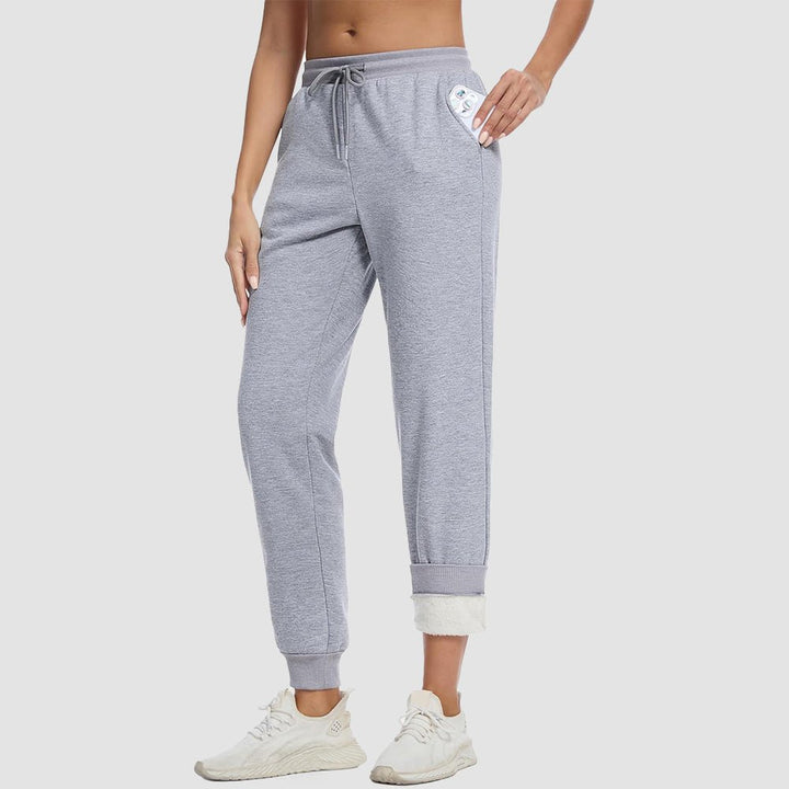 Jogging Femme Doublure Sherpa Taille À Cordon Et Chevilles Élastiquées