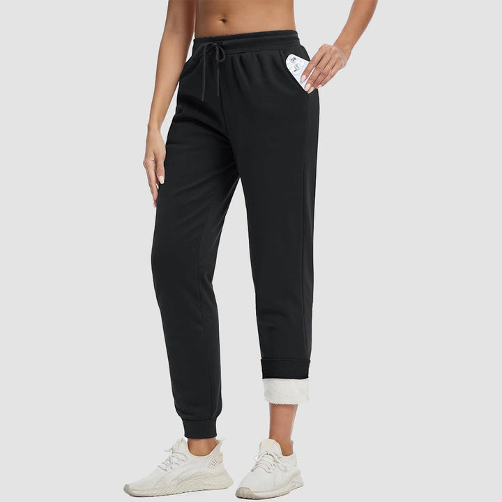Jogging Femme Doublure Sherpa Taille À Cordon Et Chevilles Élastiquées