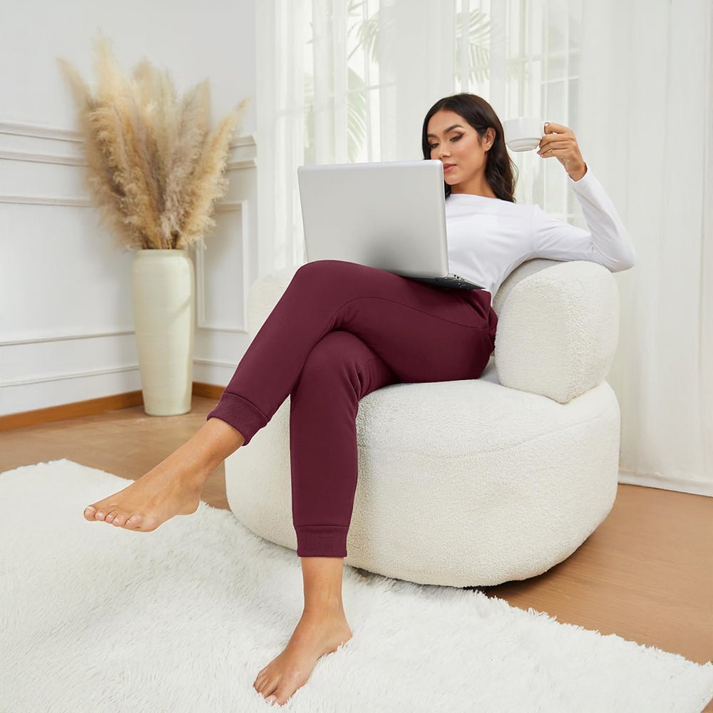 Jogging Femme Doublure Sherpa Taille À Cordon Et Chevilles Élastiquées