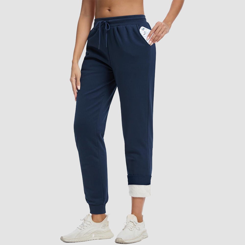 Jogging Femme Doublure Sherpa Taille À Cordon Et Chevilles Élastiquées