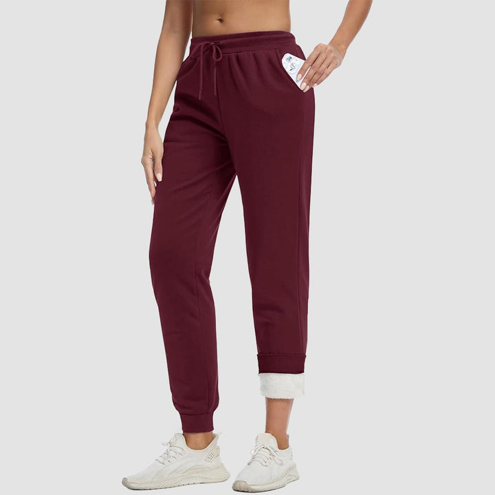Jogging Femme Doublure Sherpa Taille À Cordon Et Chevilles Élastiquées