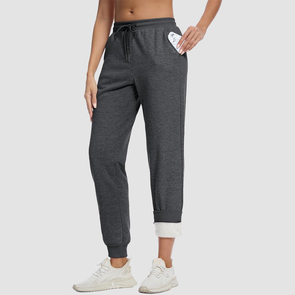 Jogging Femme Doublure Sherpa Taille À Cordon Et Chevilles Élastiquées