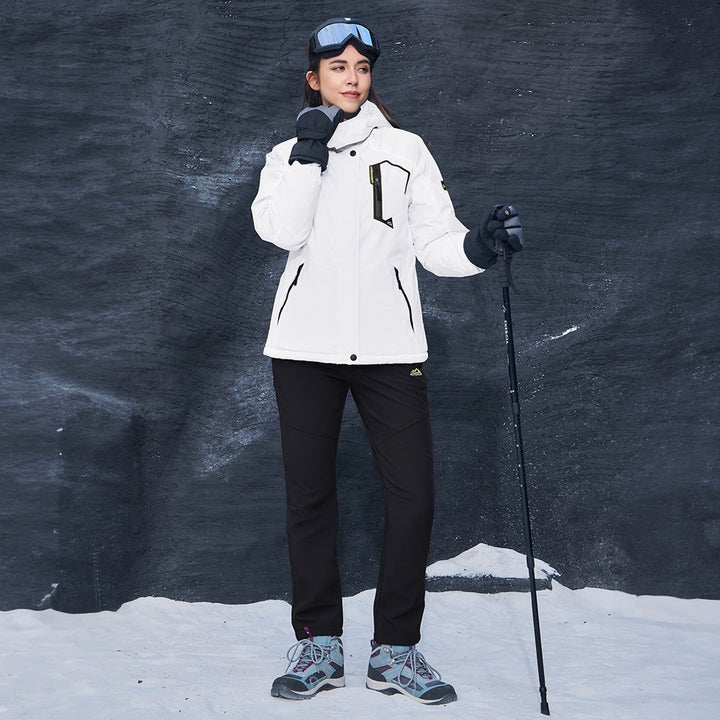 Veste de Ski Femme Imperméable Doublée Polaire à Capuche