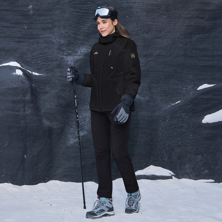 Veste de Ski Femme Imperméable Doublée Polaire à Capuche