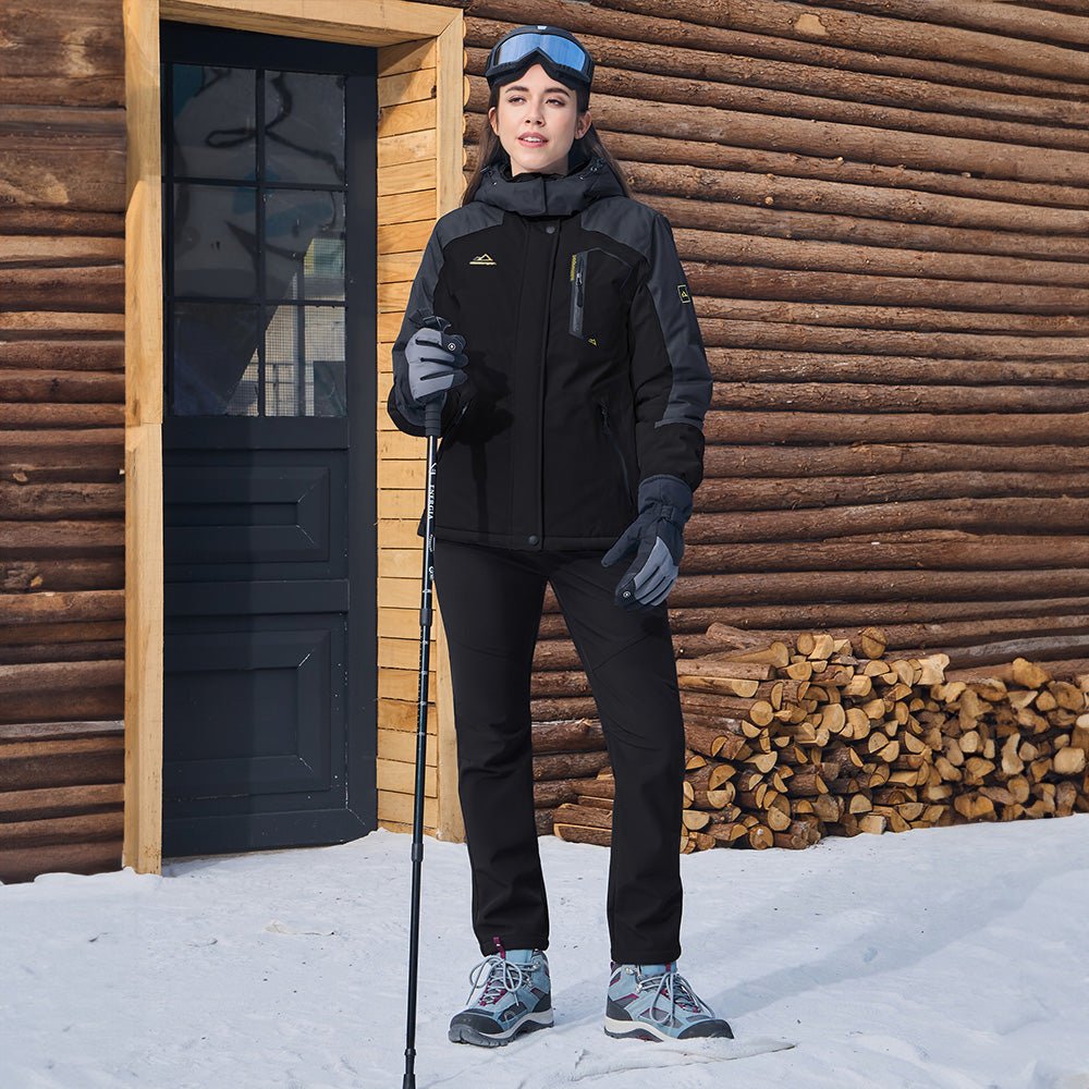 Veste de Ski Femme Imperméable Doublée Polaire à Capuche