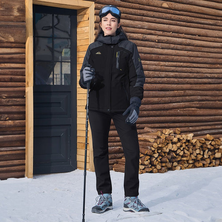 Veste de Ski Femme Imperméable Doublée Polaire à Capuche