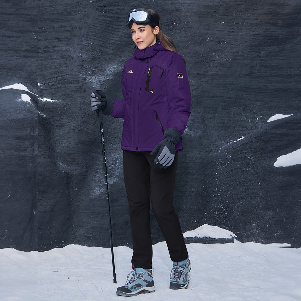 Veste de Ski Femme Imperméable Doublée Polaire à Capuche