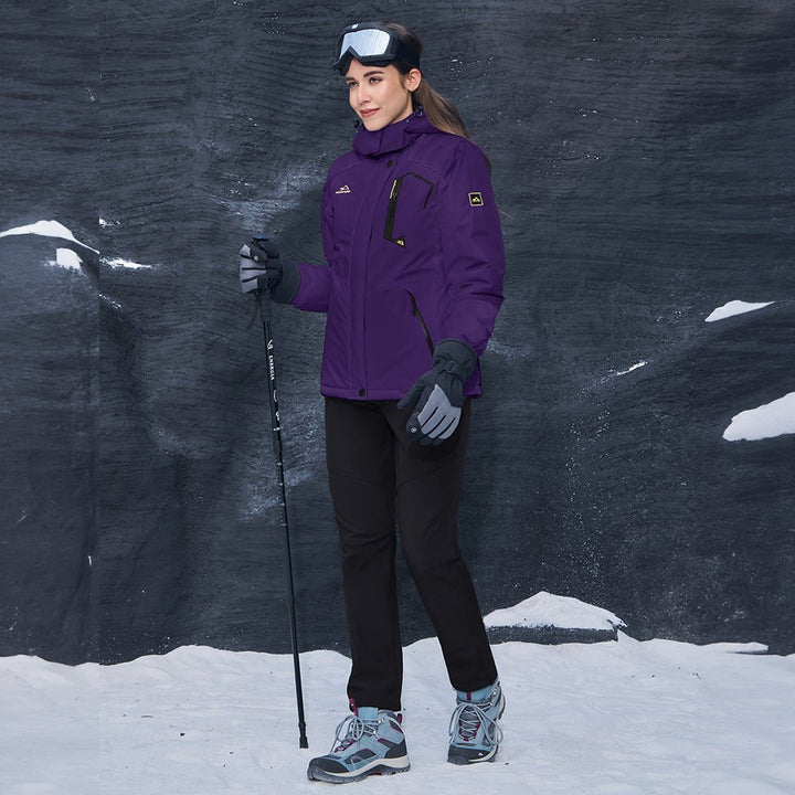 Veste de Ski Femme Imperméable Doublée Polaire à Capuche