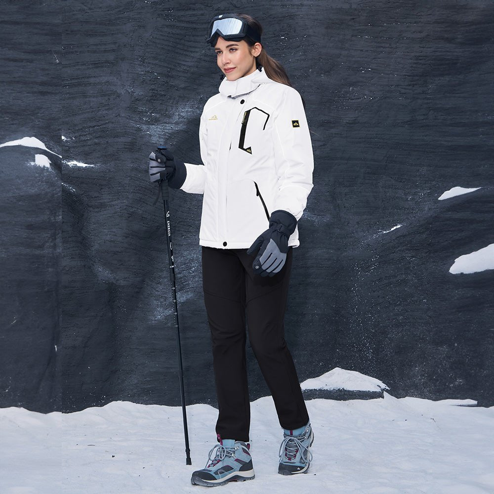 Veste de Ski Femme Imperméable Doublée Polaire à Capuche