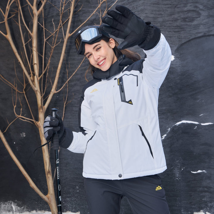 Veste de Ski Femme Imperméable Doublée Polaire à Capuche