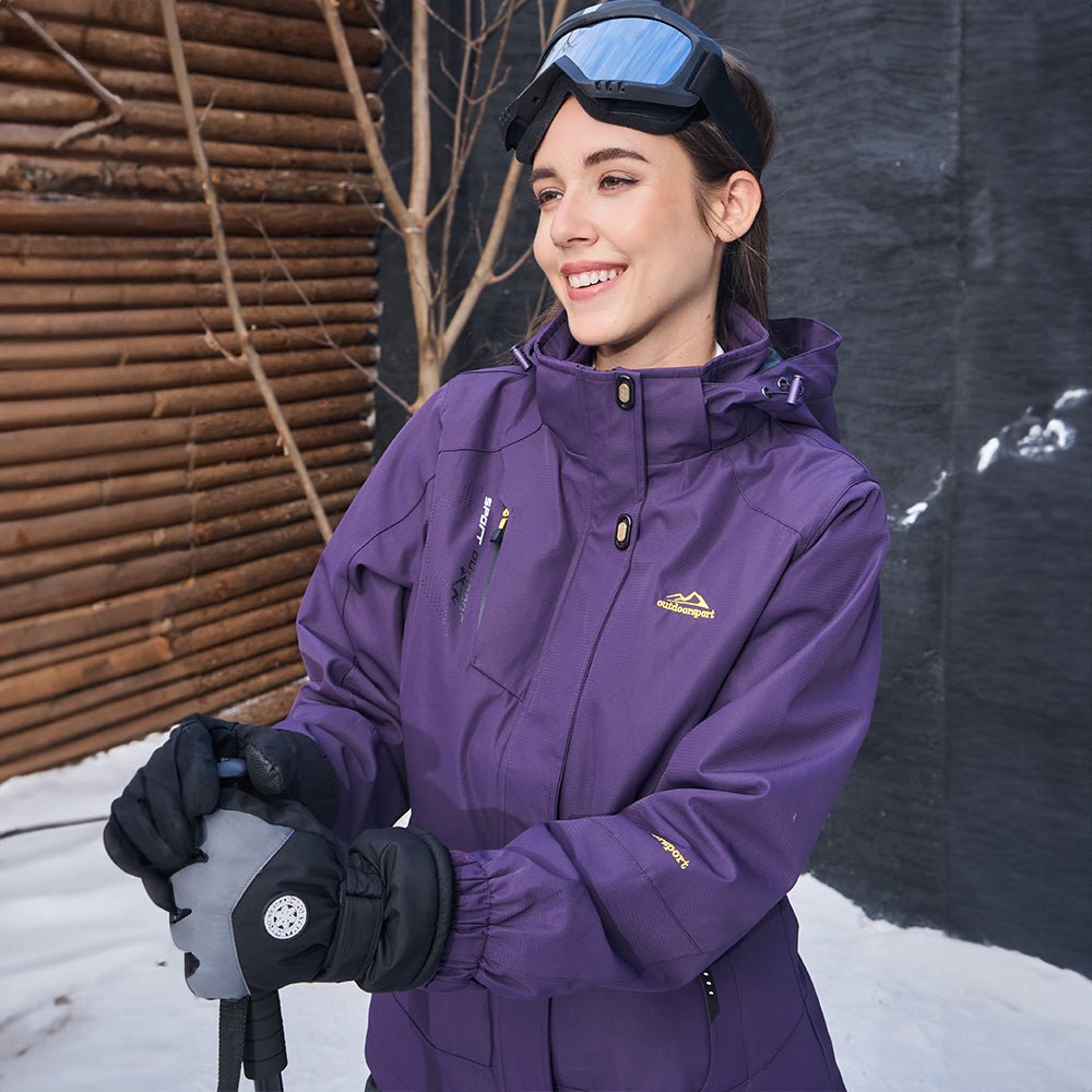 Veste de Ski Femme 3 en 1 Imperméable Doublée Polaire à Capuche