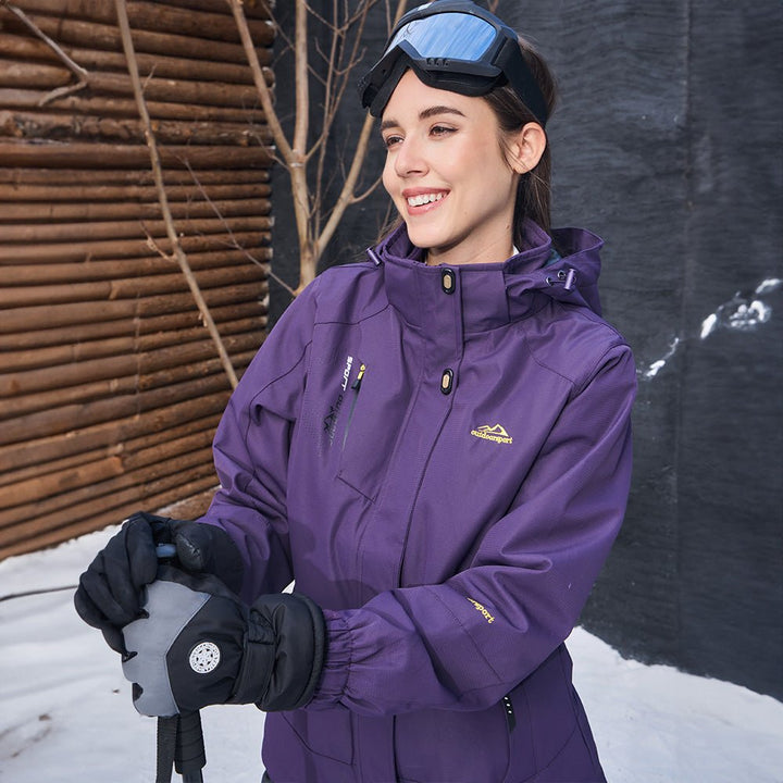 Veste de Ski Femme 3 en 1 Imperméable Doublée Polaire à Capuche