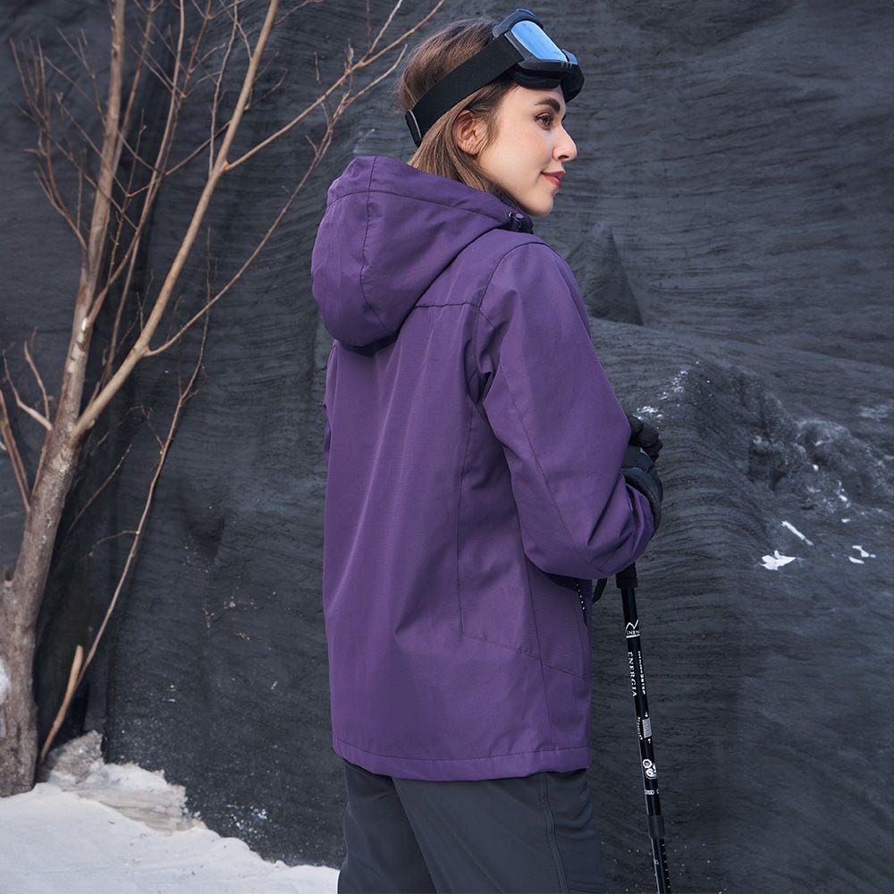 Veste de Ski Femme 3 en 1 Imperméable Doublée Polaire à Capuche