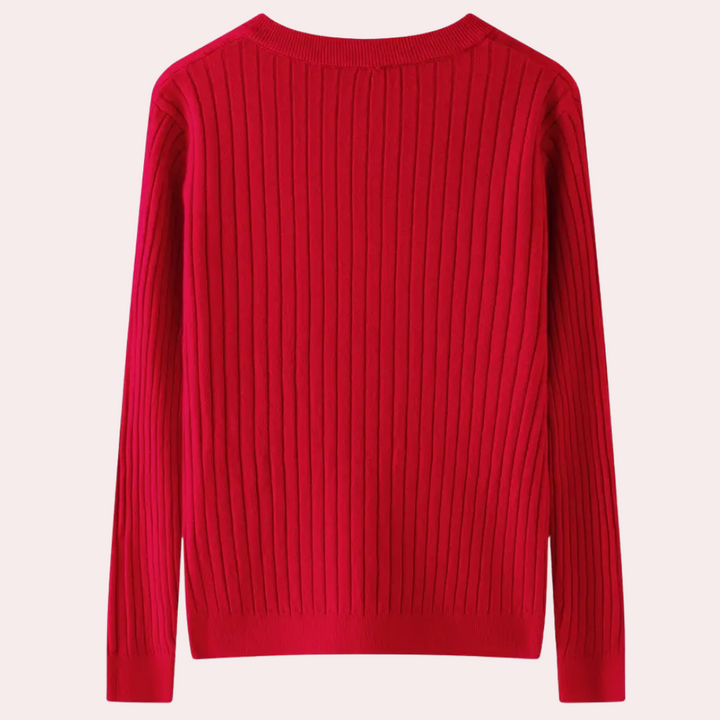 COLLEEN - Pull Élégant à Col V avec Boutons pour Femmes