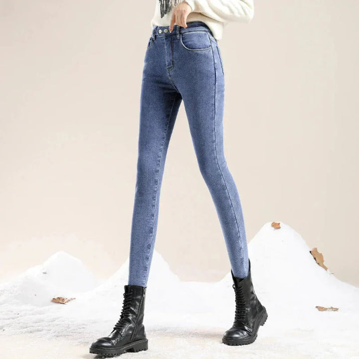 Jean Femme Taille Haute Doublé Polaire pour l'Hiver