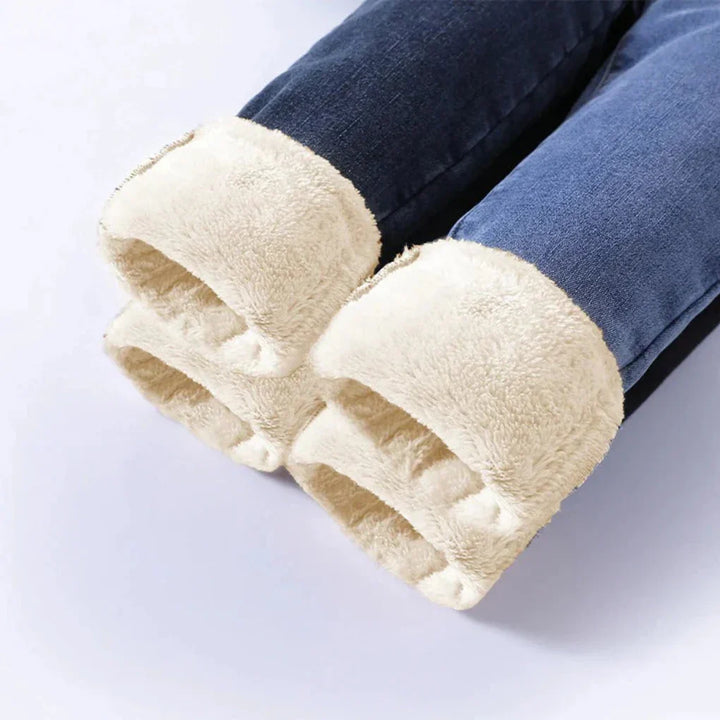 Jean Femme Taille Haute Doublé Polaire pour l'Hiver